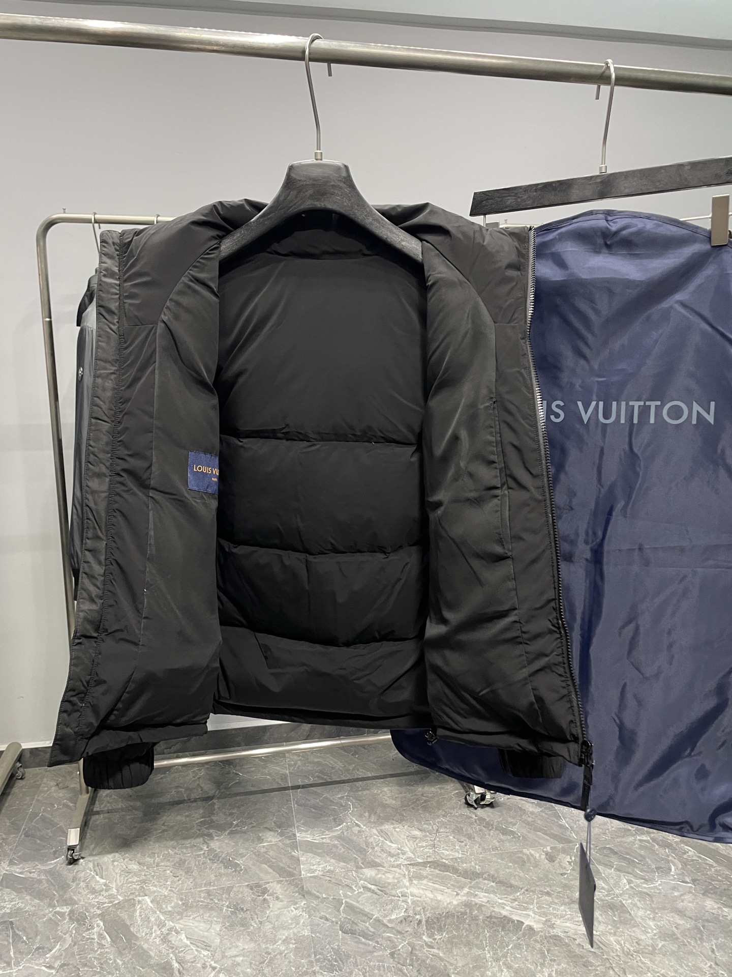 Louis Vuitton Male Down Jacket Goose Down Black Hooded M-l-54-48-50-52