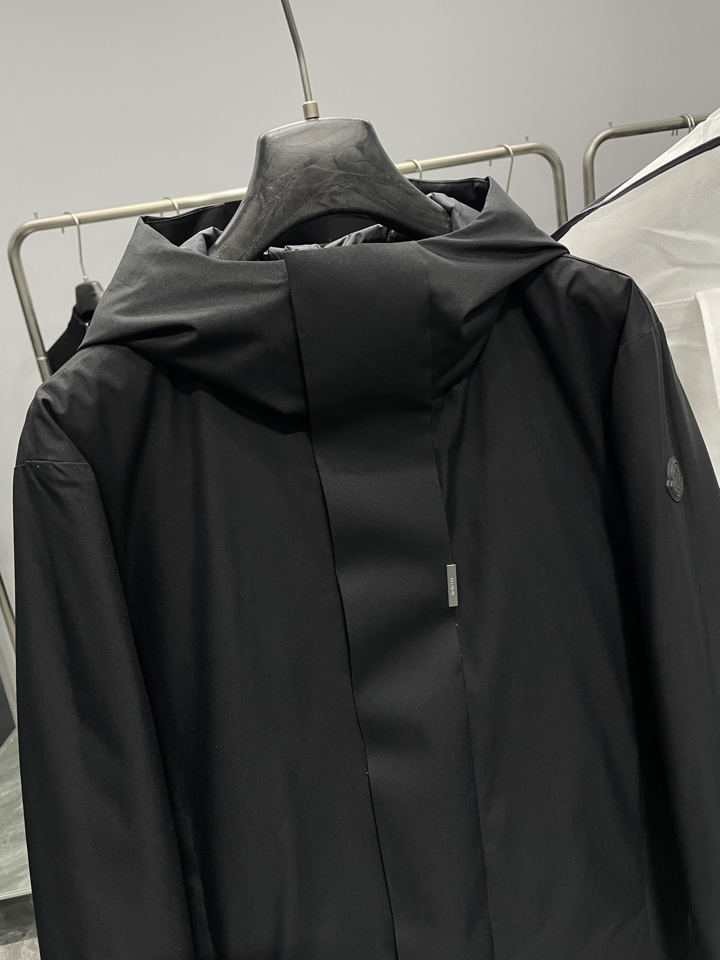 Moncler Male Down Jacket White Duck Down Black Hooded M-l