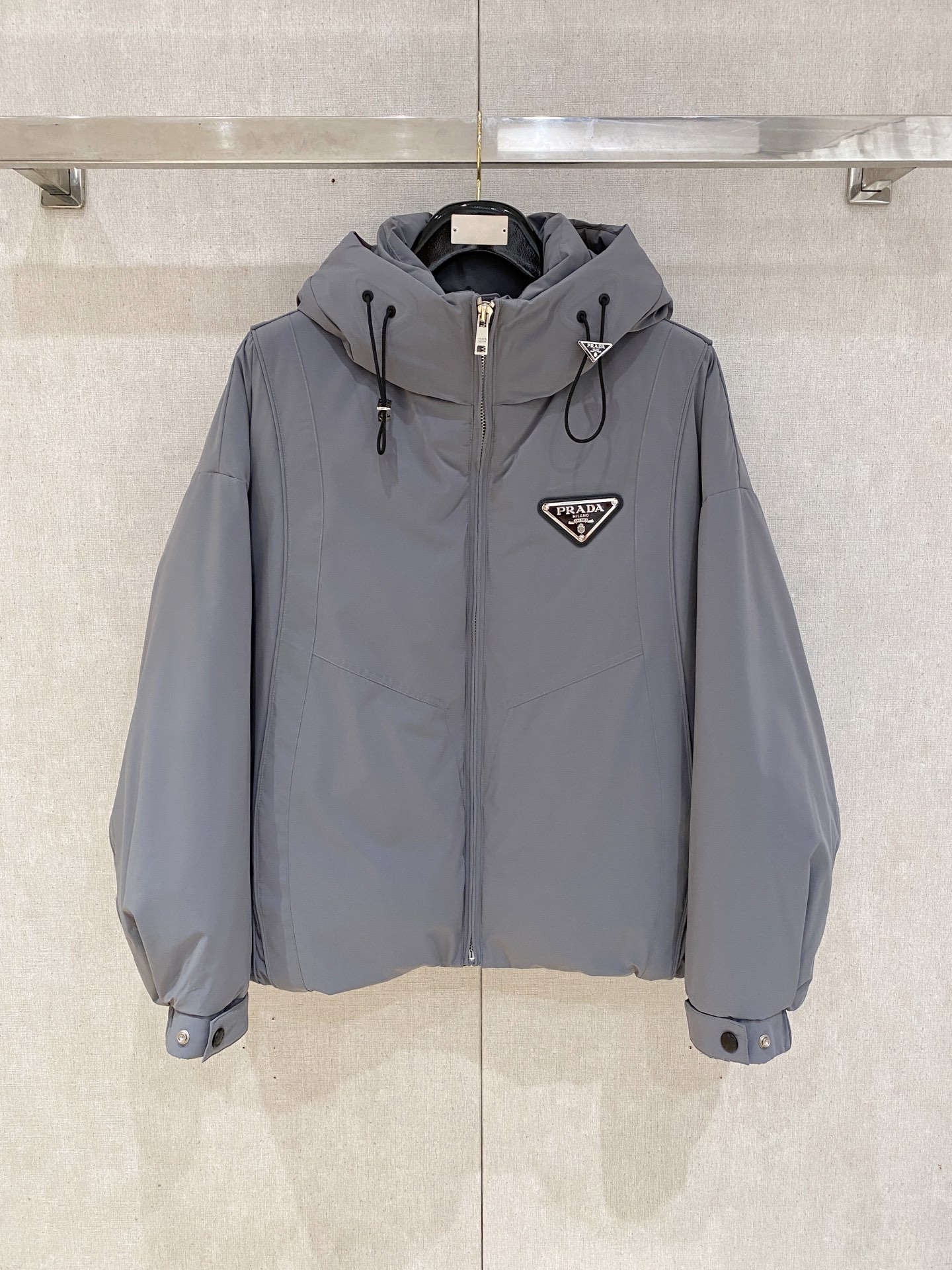 Prada Down Jacket Goose Down Black Hooded S-m-xxxl