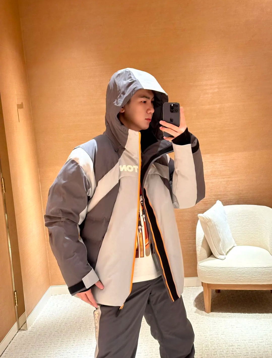 Louis Vuitton Down Jacket Gray Hooded S-l