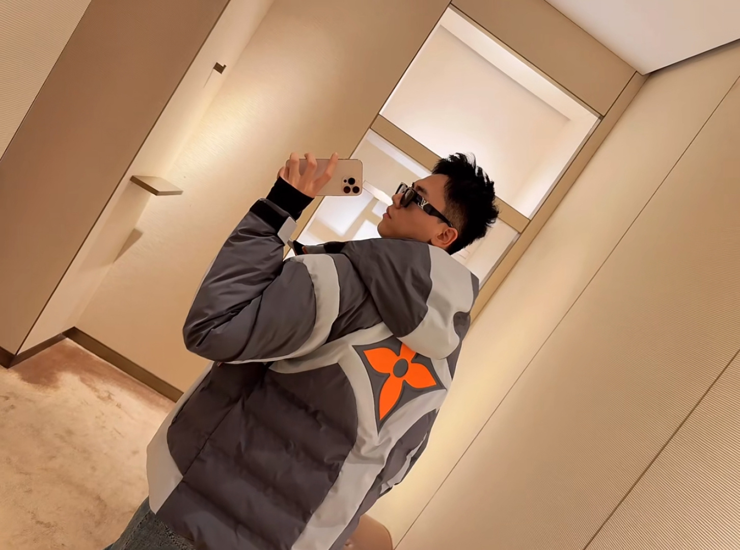 Louis Vuitton Down Jacket Gray Hooded S-l