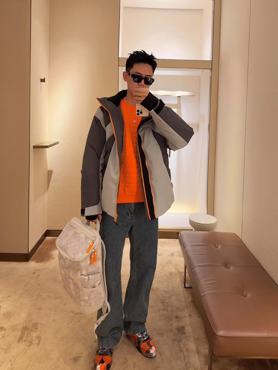 Louis Vuitton Down Jacket Gray Hooded S-l