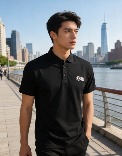 Moncler Male Shirt Black Xs-s-m-l-xl