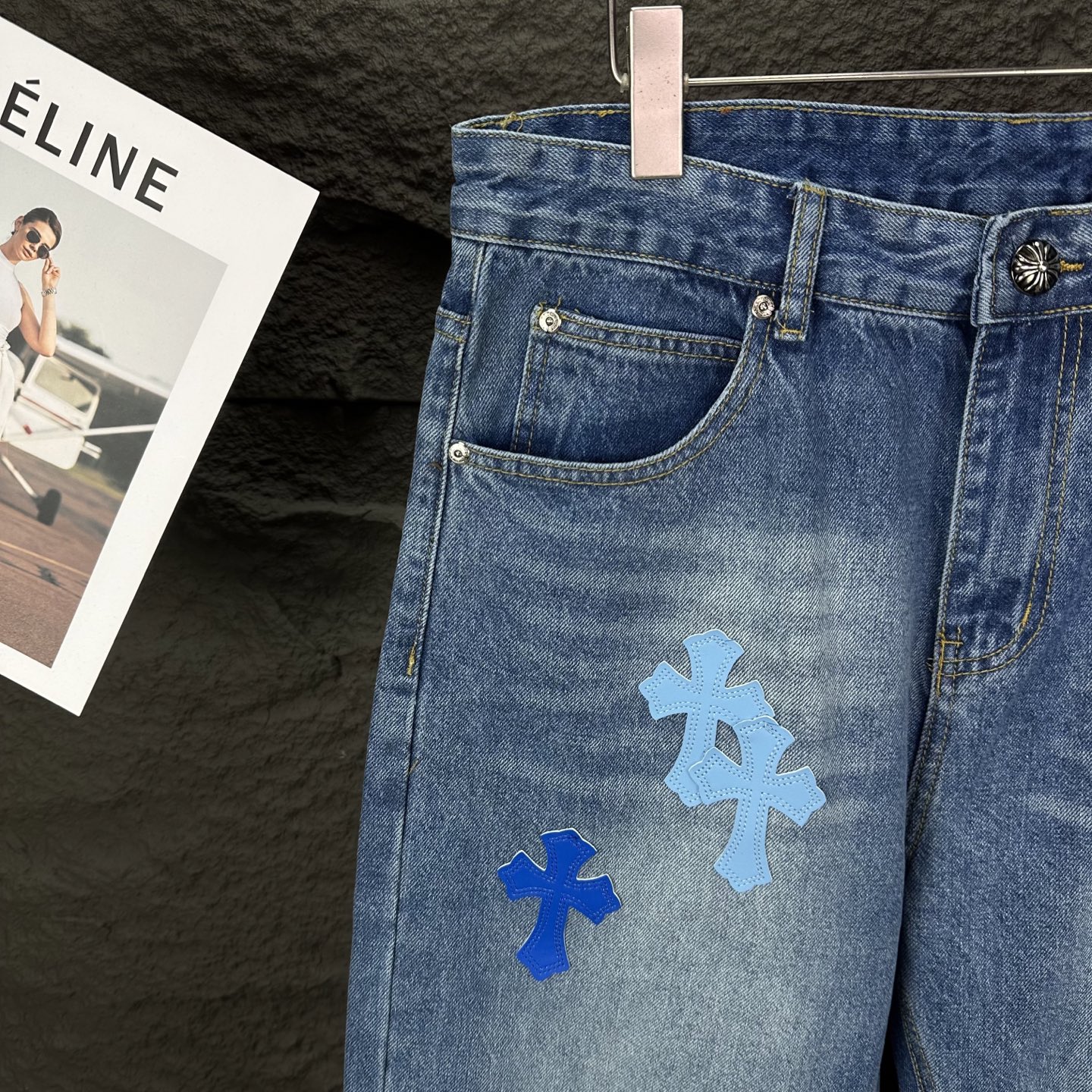 Chrome Hearts Couple Jeans Blue Couple Style