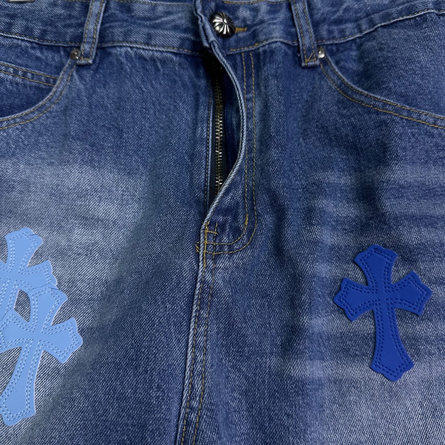 Chrome Hearts Couple Jeans Blue Couple Style