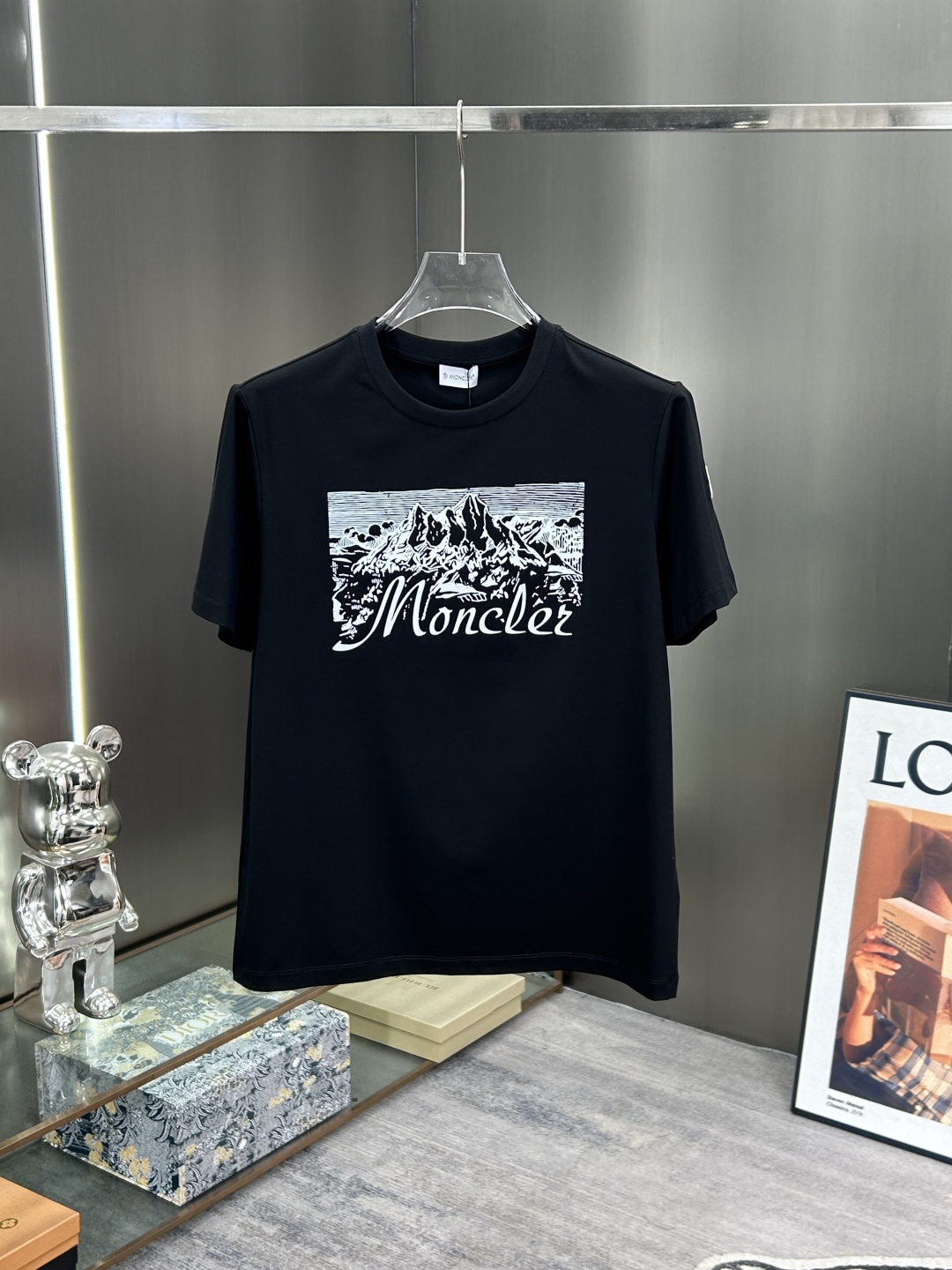 Moncler Male Basic Clothing Cotton Black Printed S-m-l-xl