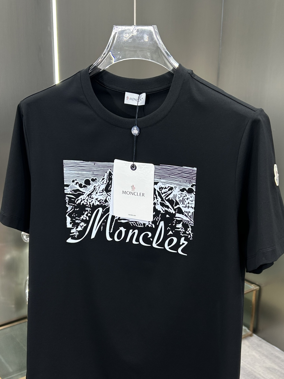 Moncler Male Basic Clothing Cotton Black Printed S-m-l-xl
