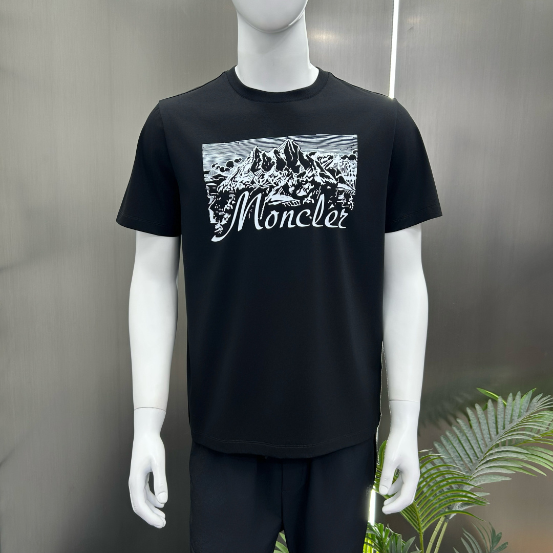 Moncler Male Basic Clothing Cotton Black Printed S-m-l-xl