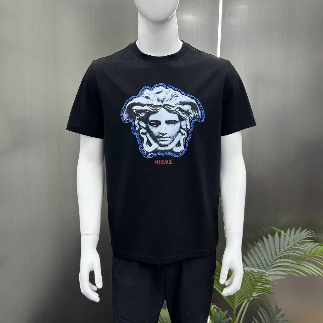 Versace Male Basic Clothing Cotton Black Printed S-xl