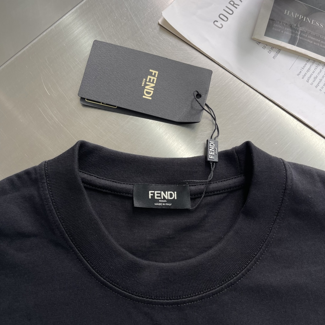 Fendi Couple Basic Clothing Cotton Black Printed S-xxl
