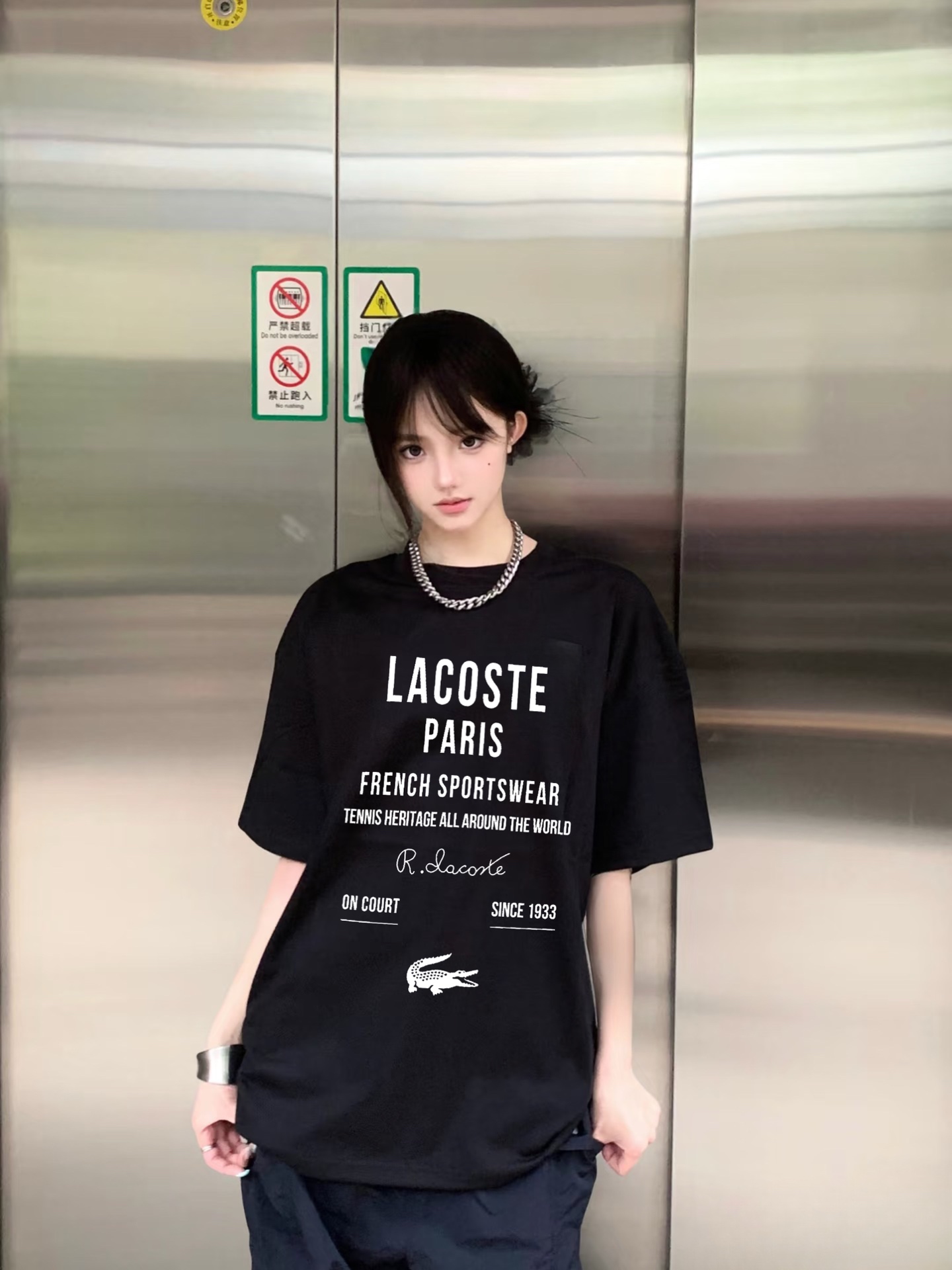 Lacoste Basic Clothing Black Printed Xs-s-m-l