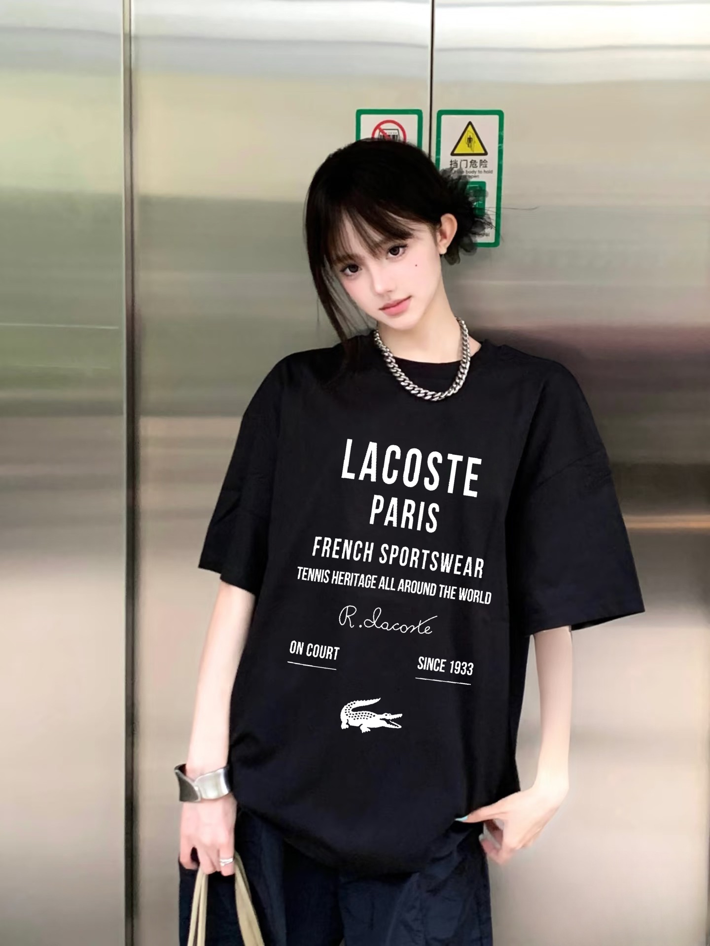 Lacoste Basic Clothing Black Printed Xs-s-m-l