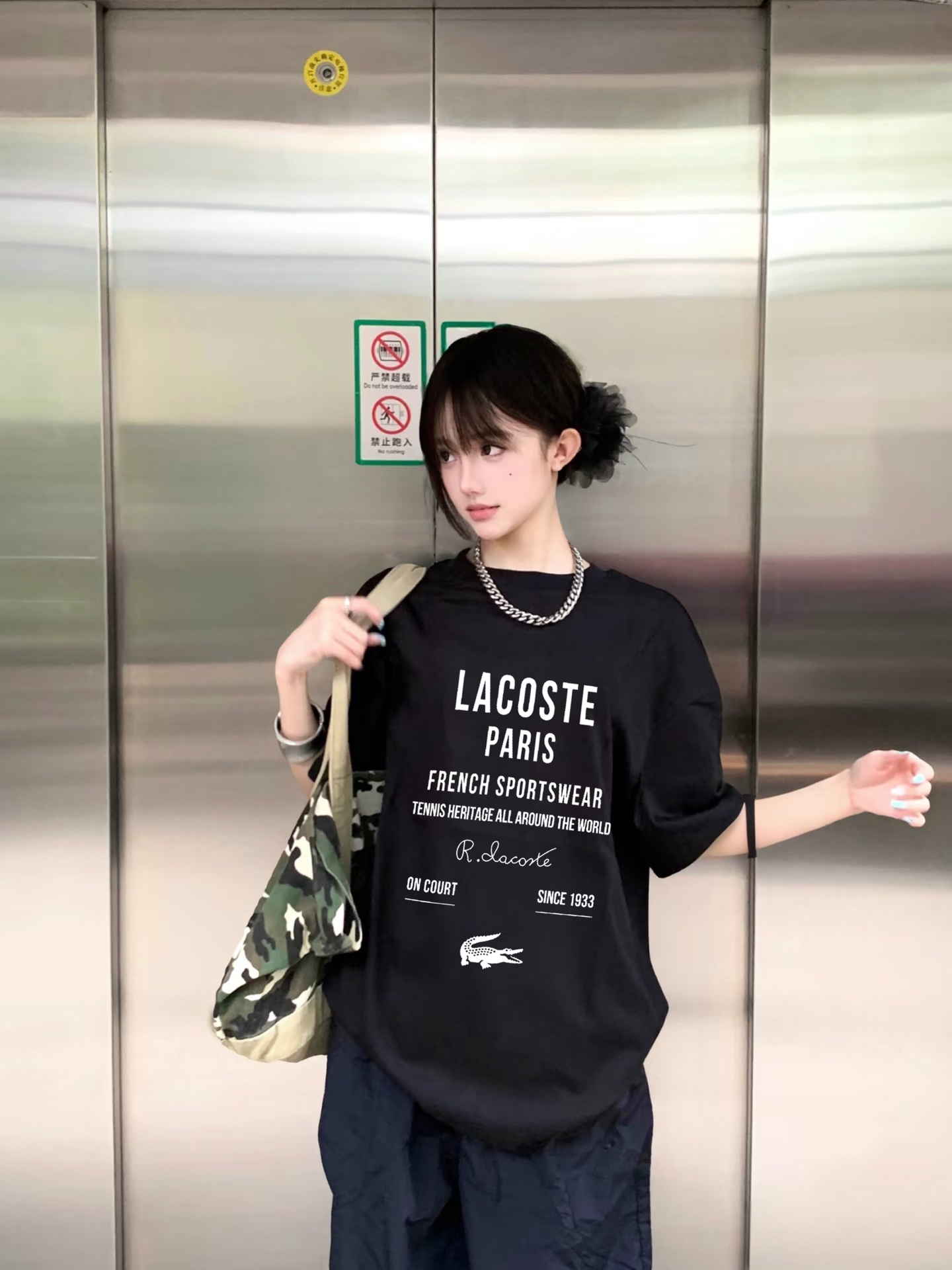 Lacoste Basic Clothing Black Printed Xs-s-m-l