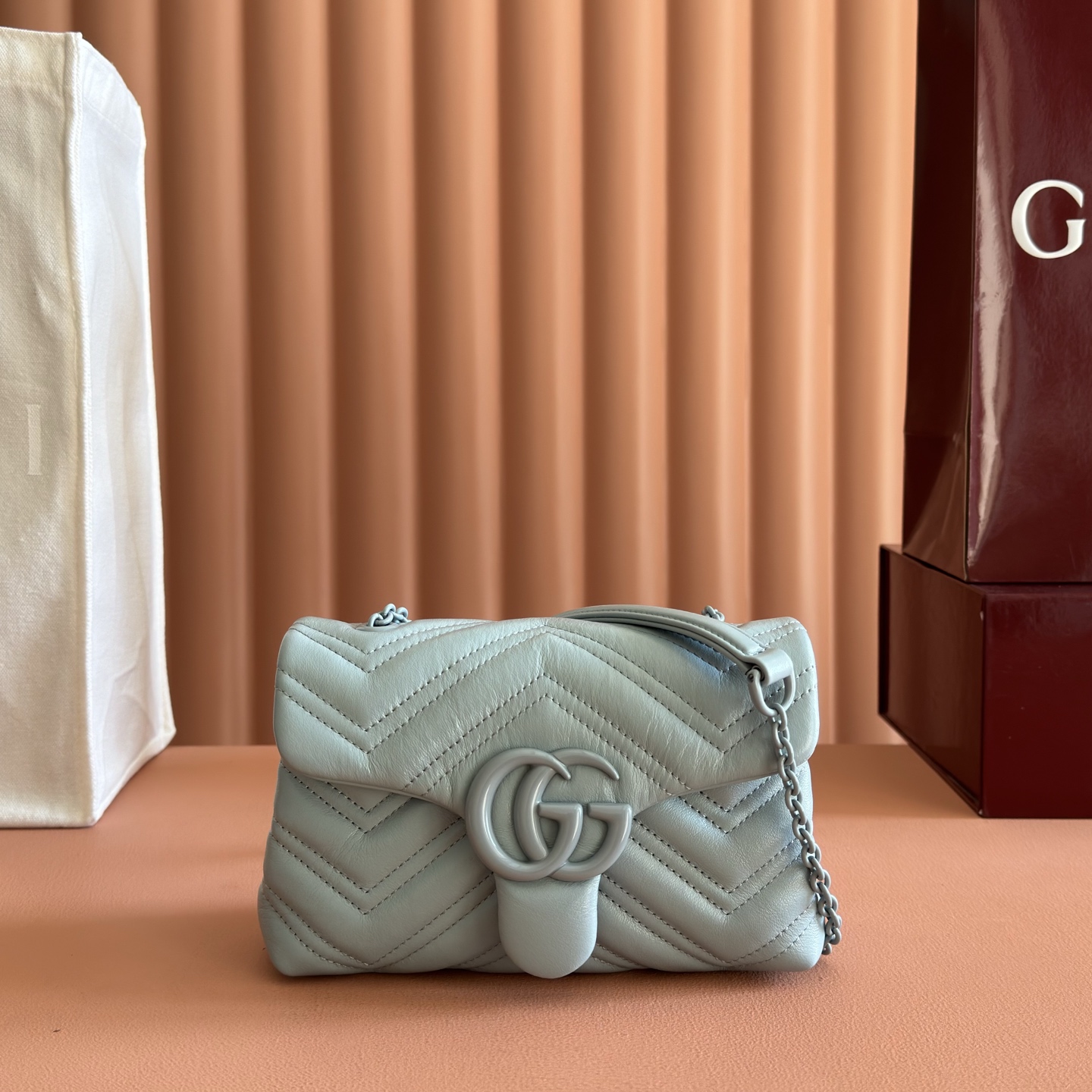 Gucci Shoulder Bag Cow Leather Blue M