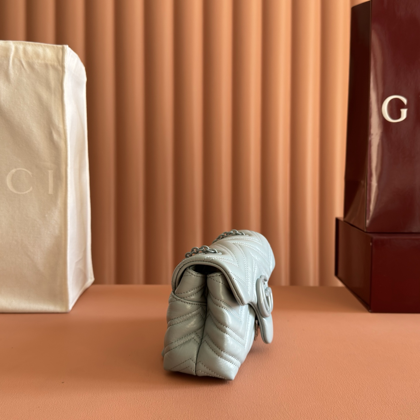 Gucci Shoulder Bag Cow Leather Blue M