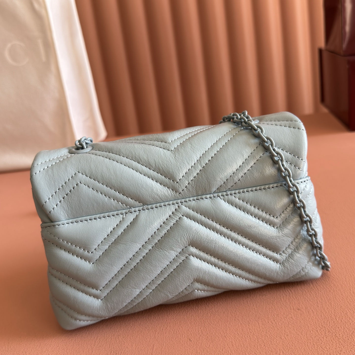 Gucci Shoulder Bag Cow Leather Blue M