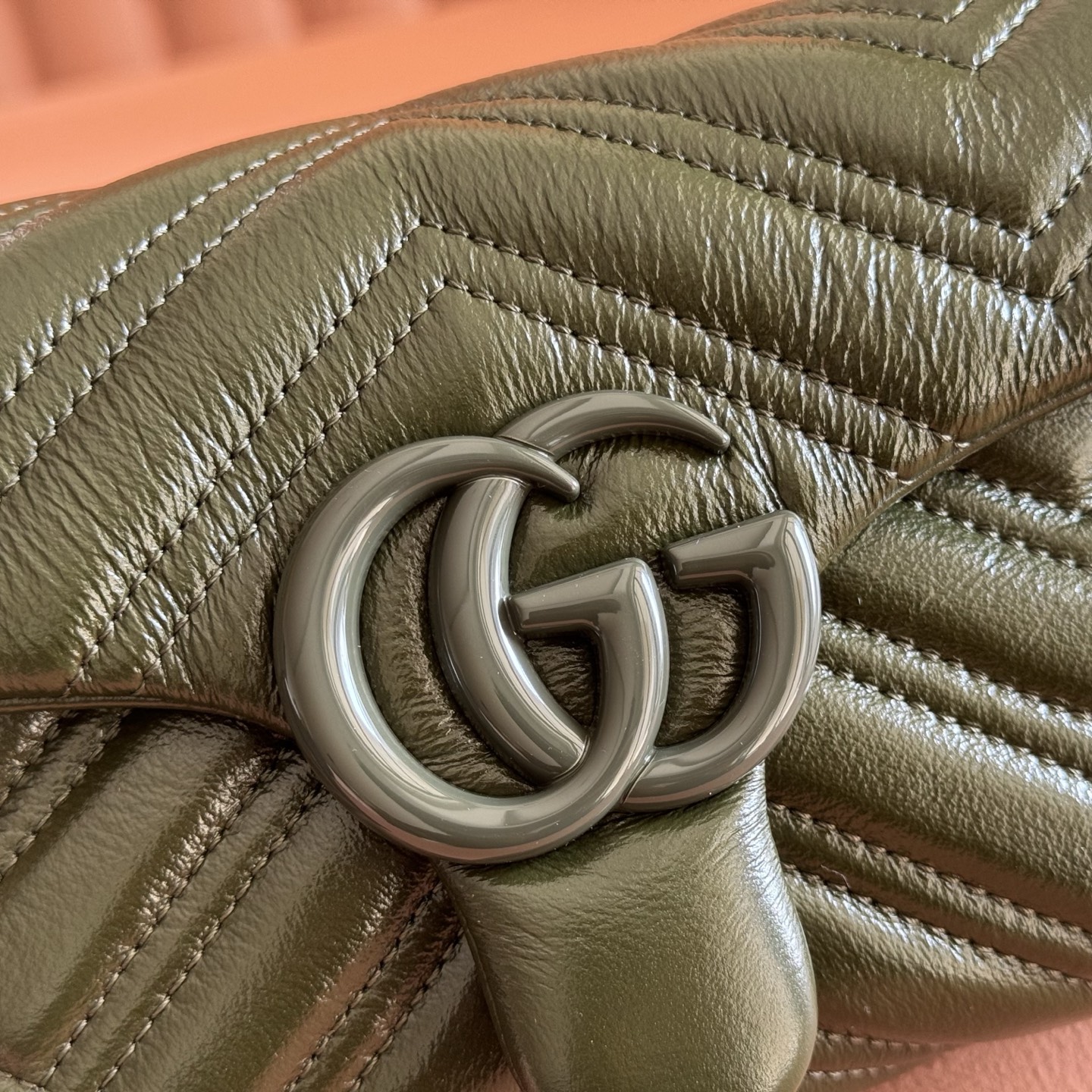 Gucci Shoulder Bag Cow Leather Green M
