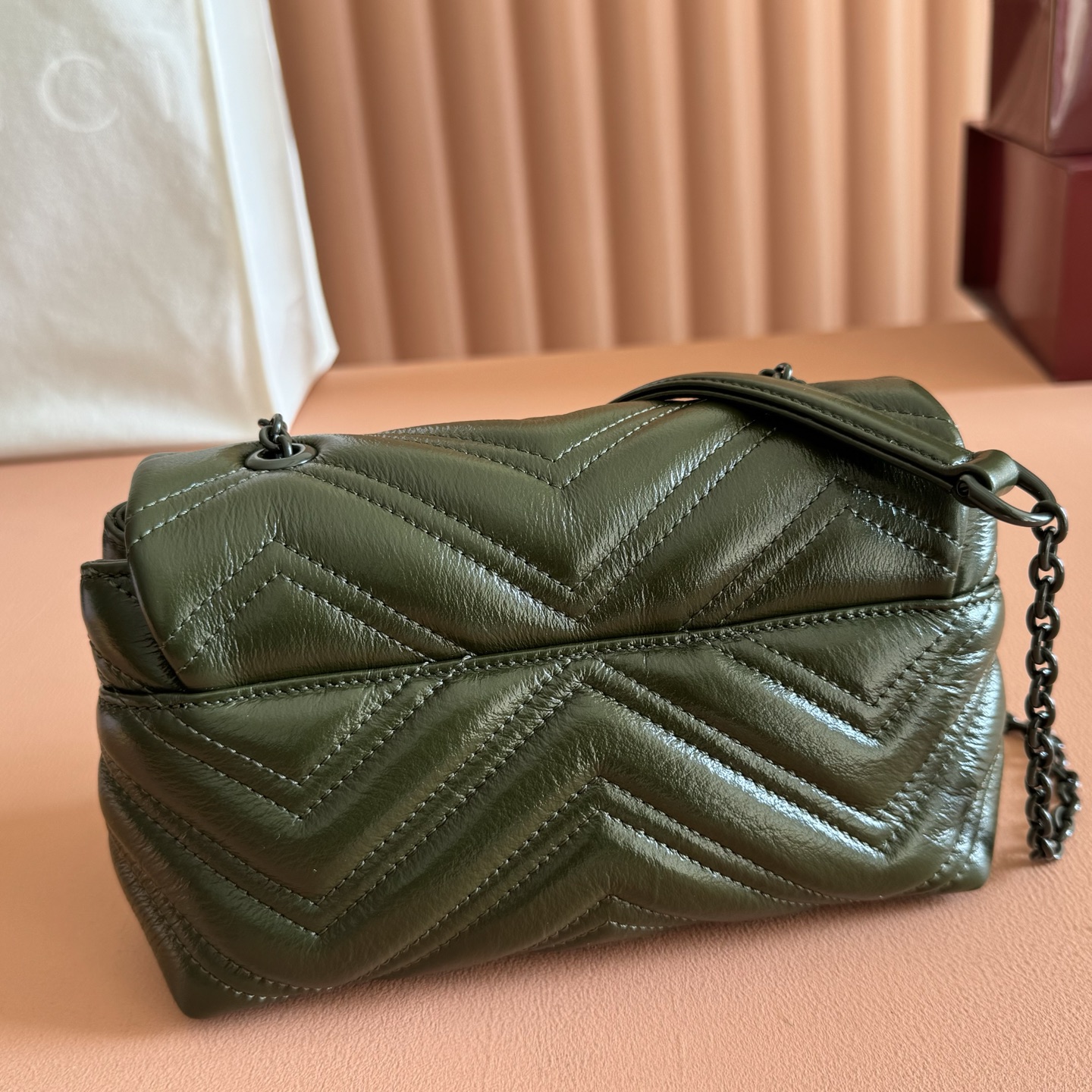 Gucci Shoulder Bag Cow Leather Green M