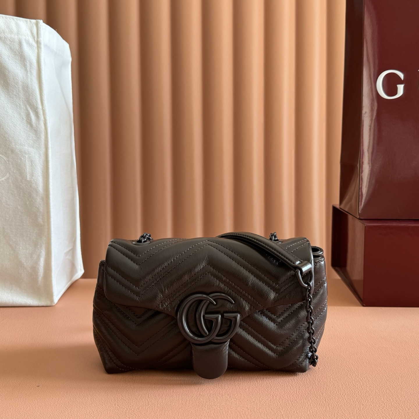 Gucci Shoulder Bag Cow Leather Brown M