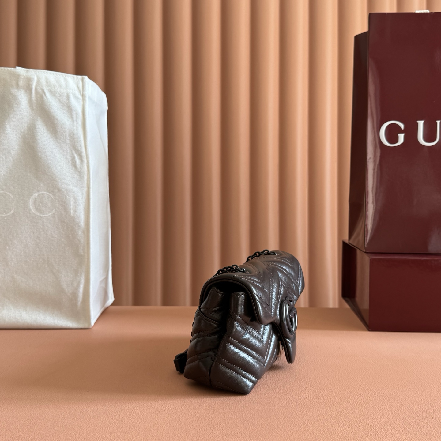 Gucci Shoulder Bag Cow Leather Brown M