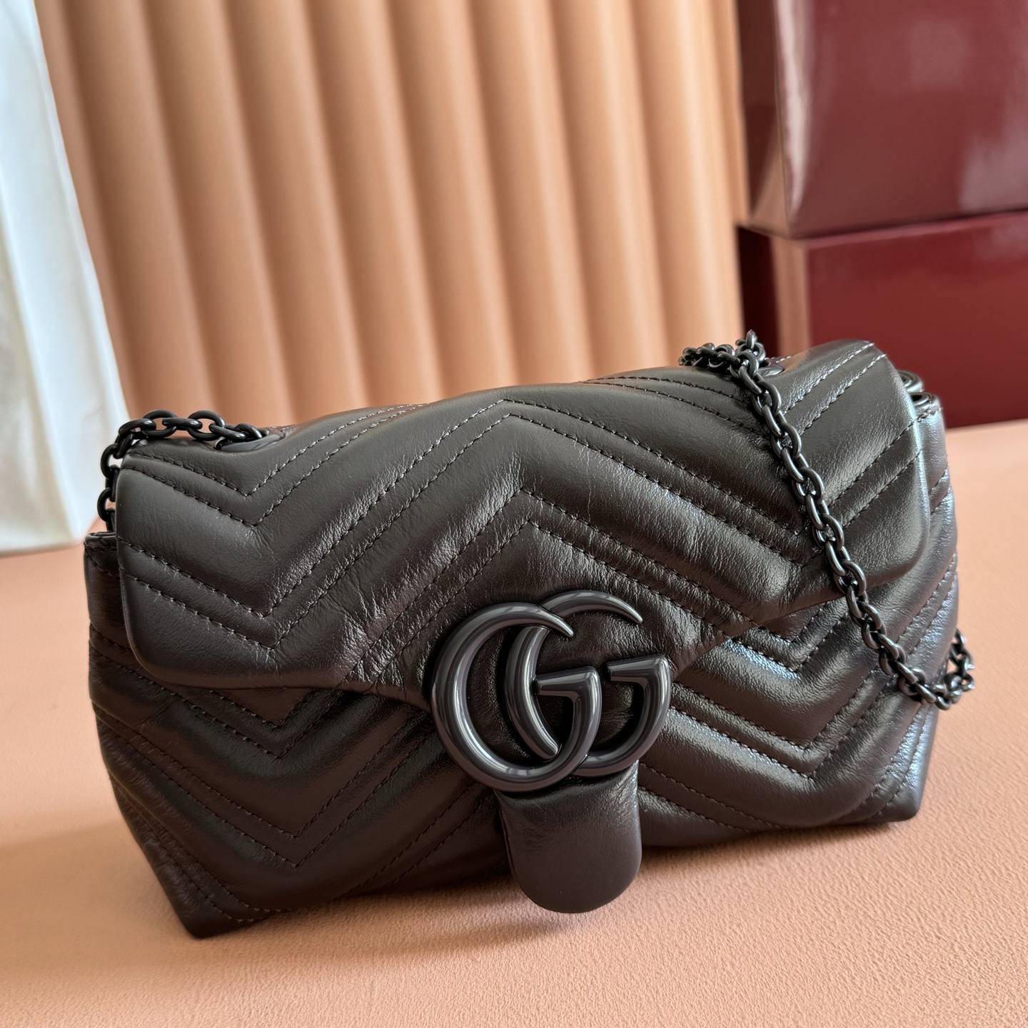 Gucci Shoulder Bag Cow Leather Brown M