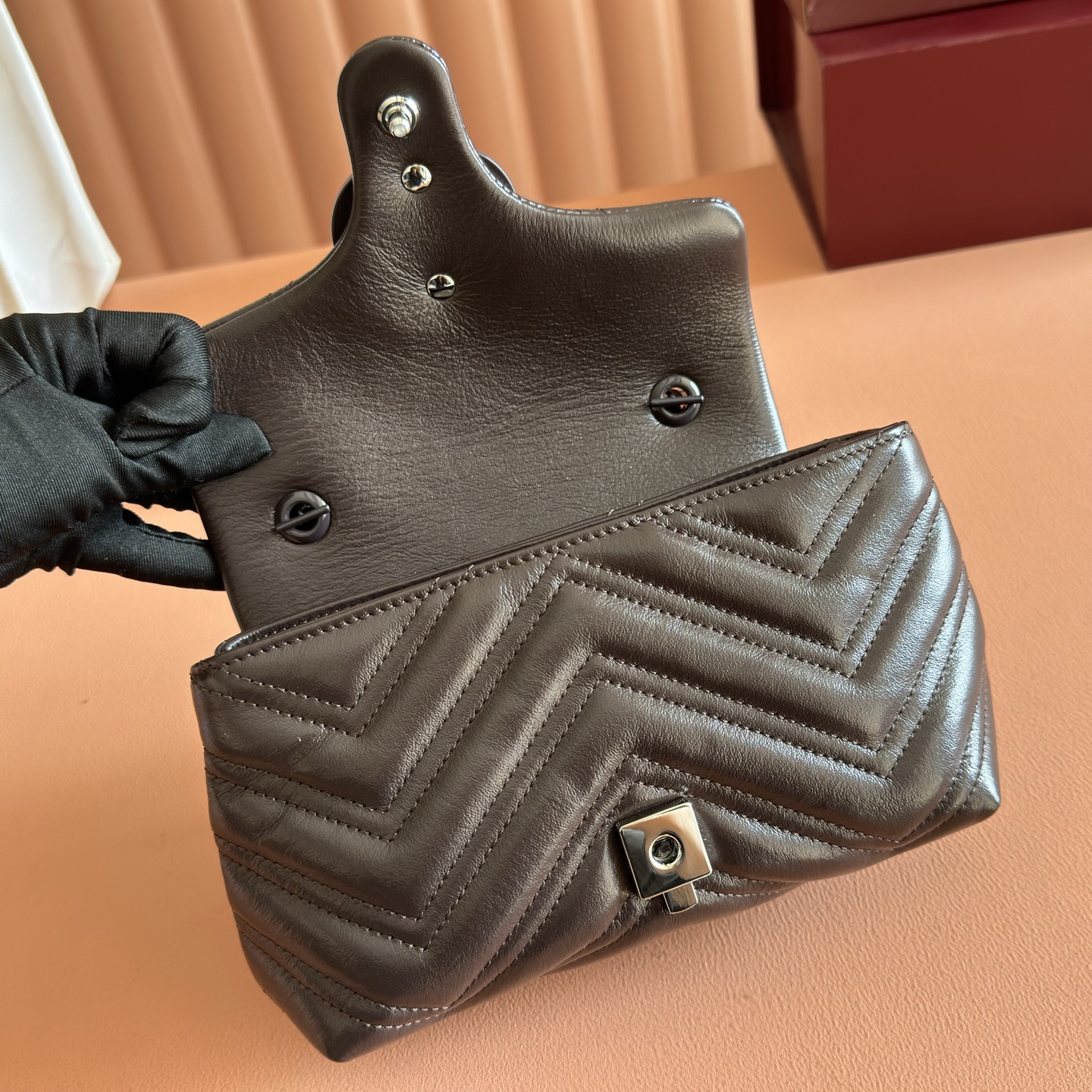 Gucci Shoulder Bag Cow Leather Brown M