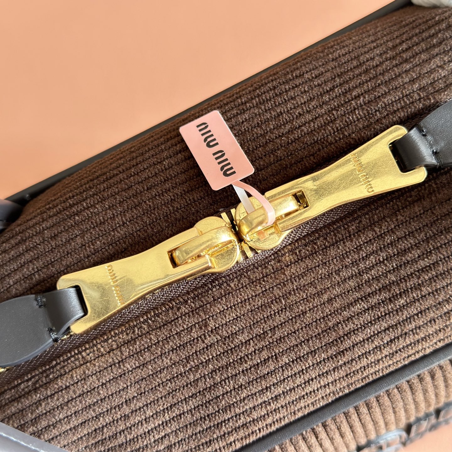 Miu Miu Tote Bag Cow Leather Gold M-10cm