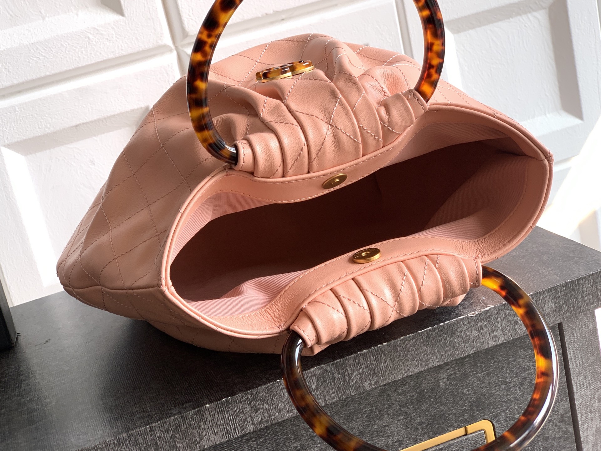 Chanel Tote Bag Sheepskin Brown 32cm-m-l