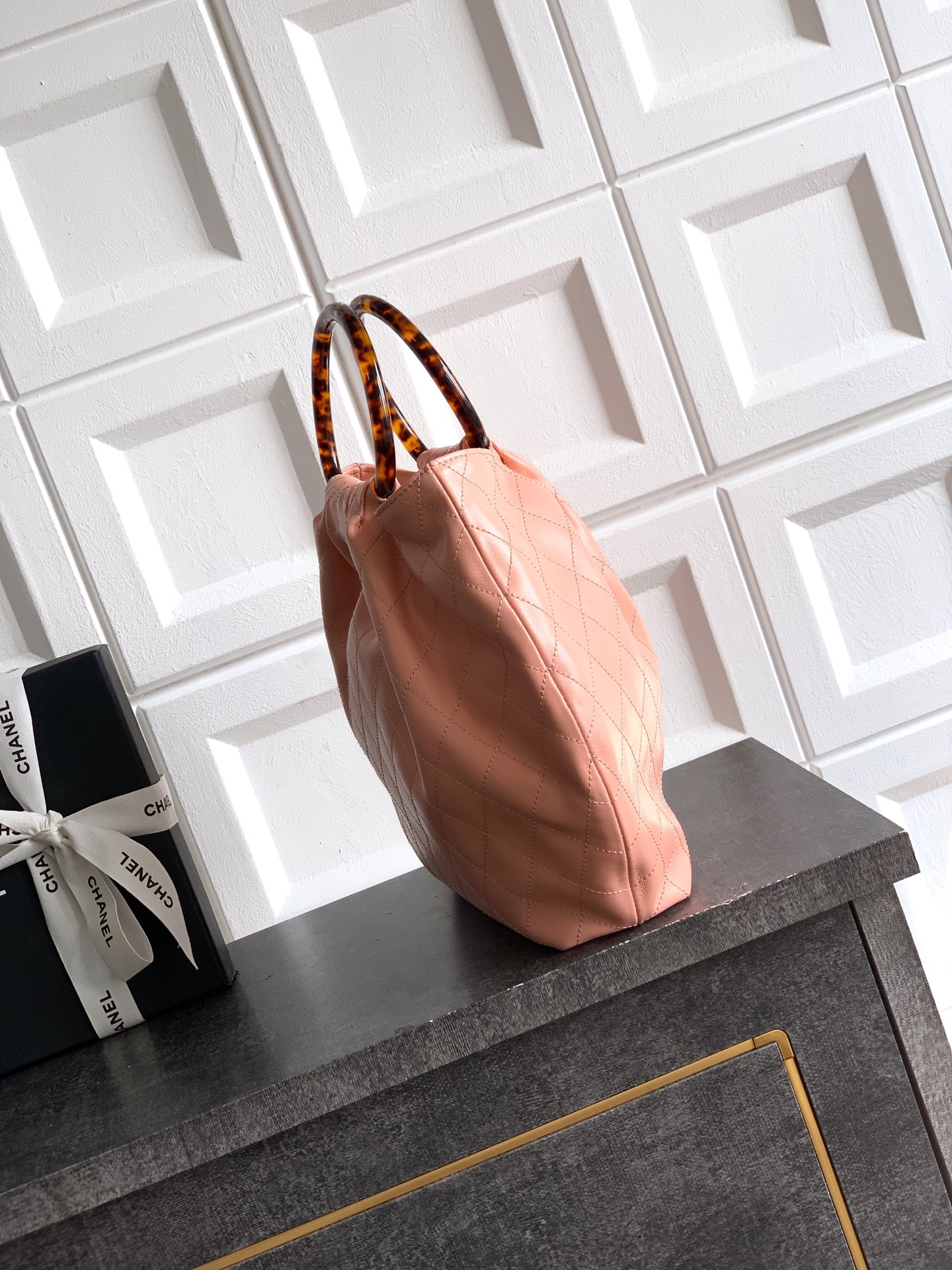 Chanel Tote Bag Sheepskin Brown 32cm-m-l