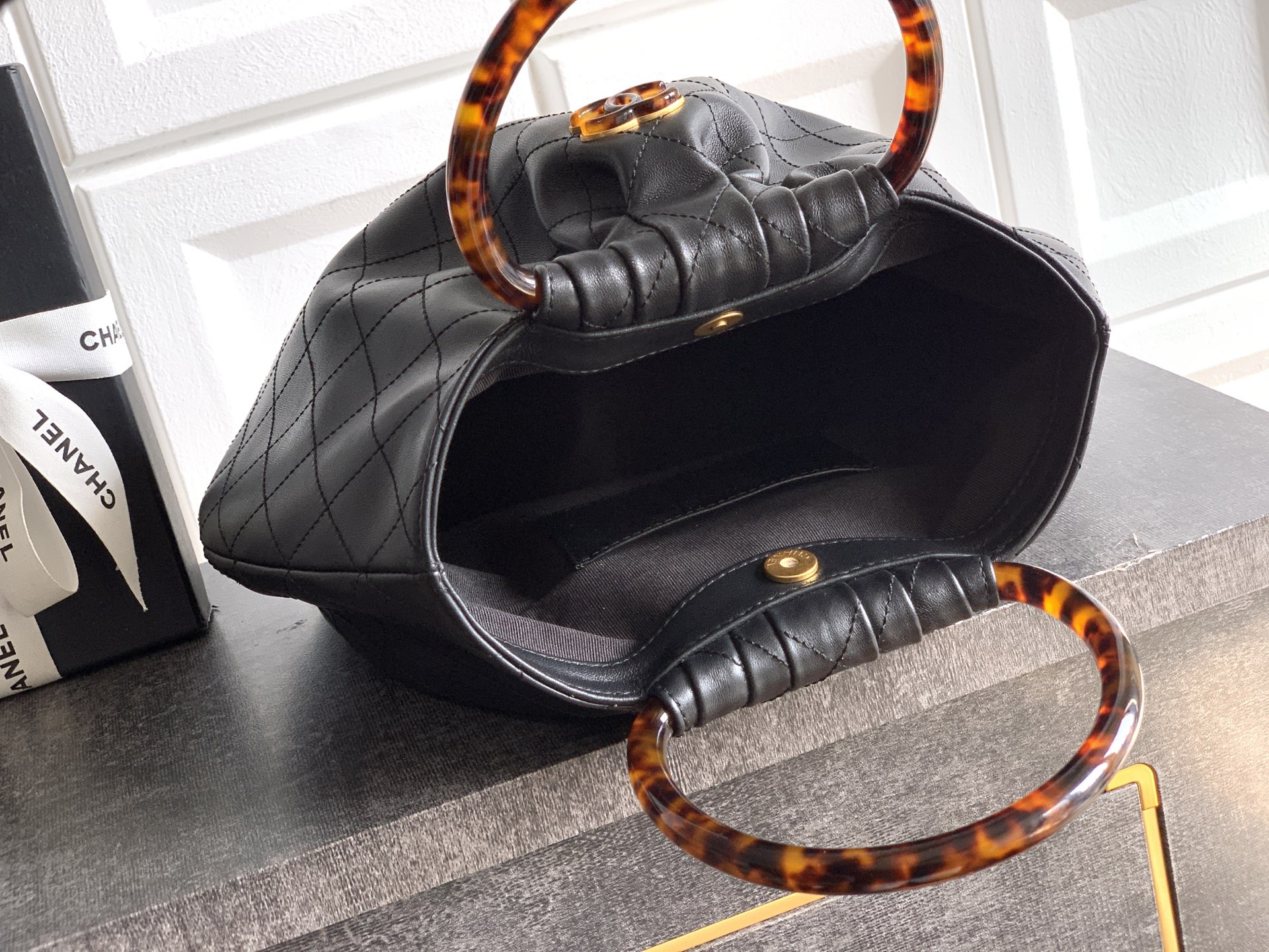 Chanel Tote Bag Sheepskin Brown 32cm-m-l