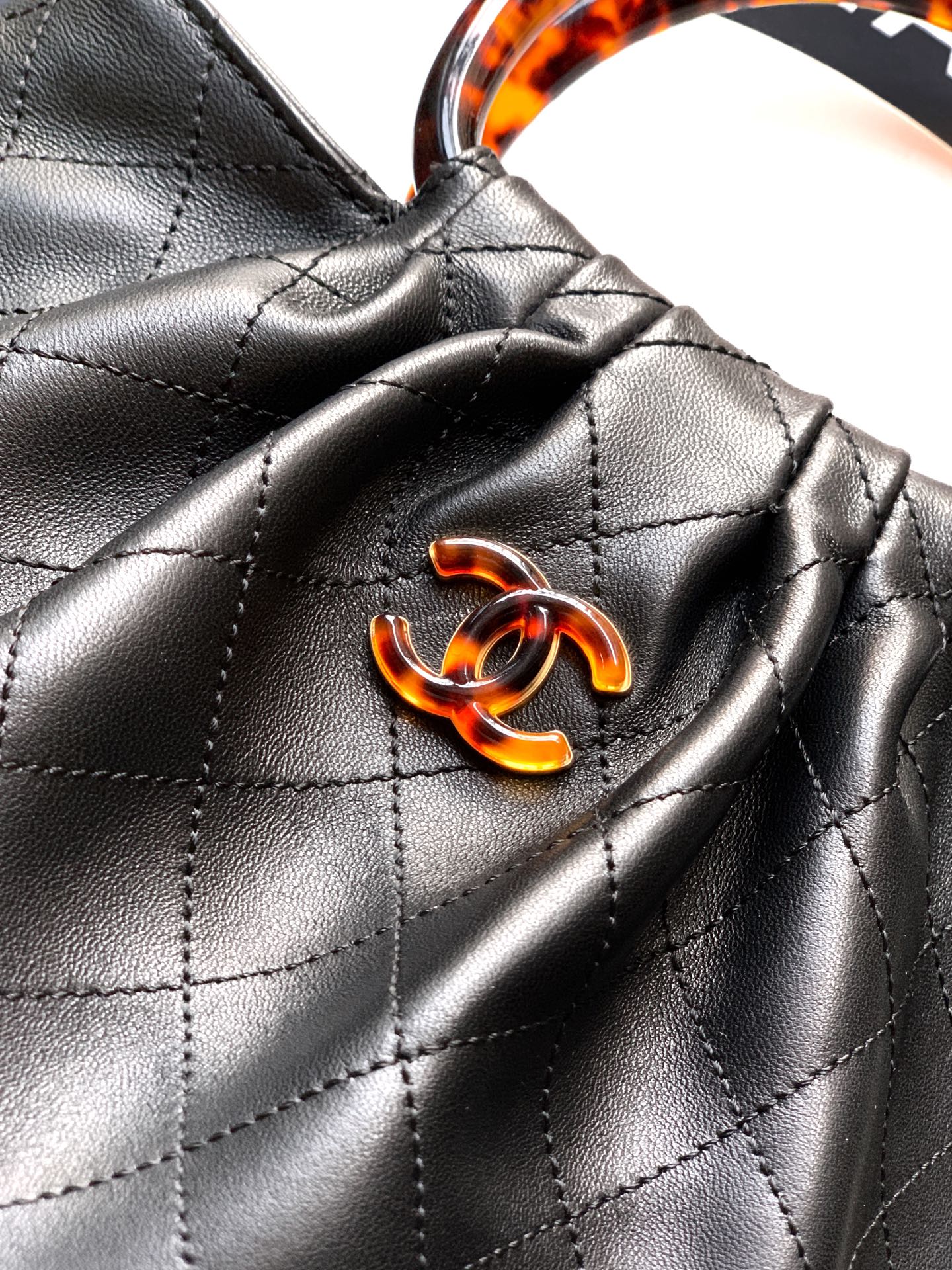 Chanel Tote Bag Sheepskin Brown 32cm-m-l