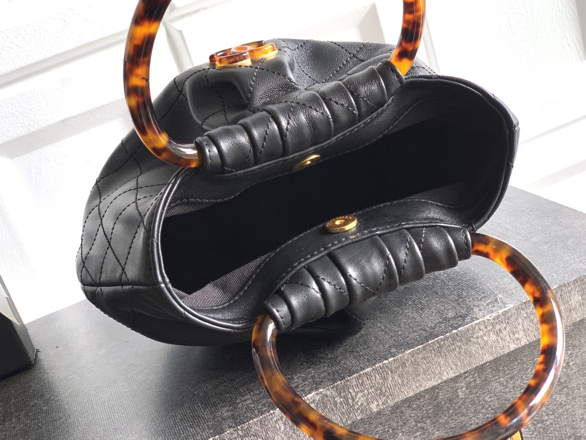 Chanel Tote Bag Sheepskin Black 12cm-24cm-l