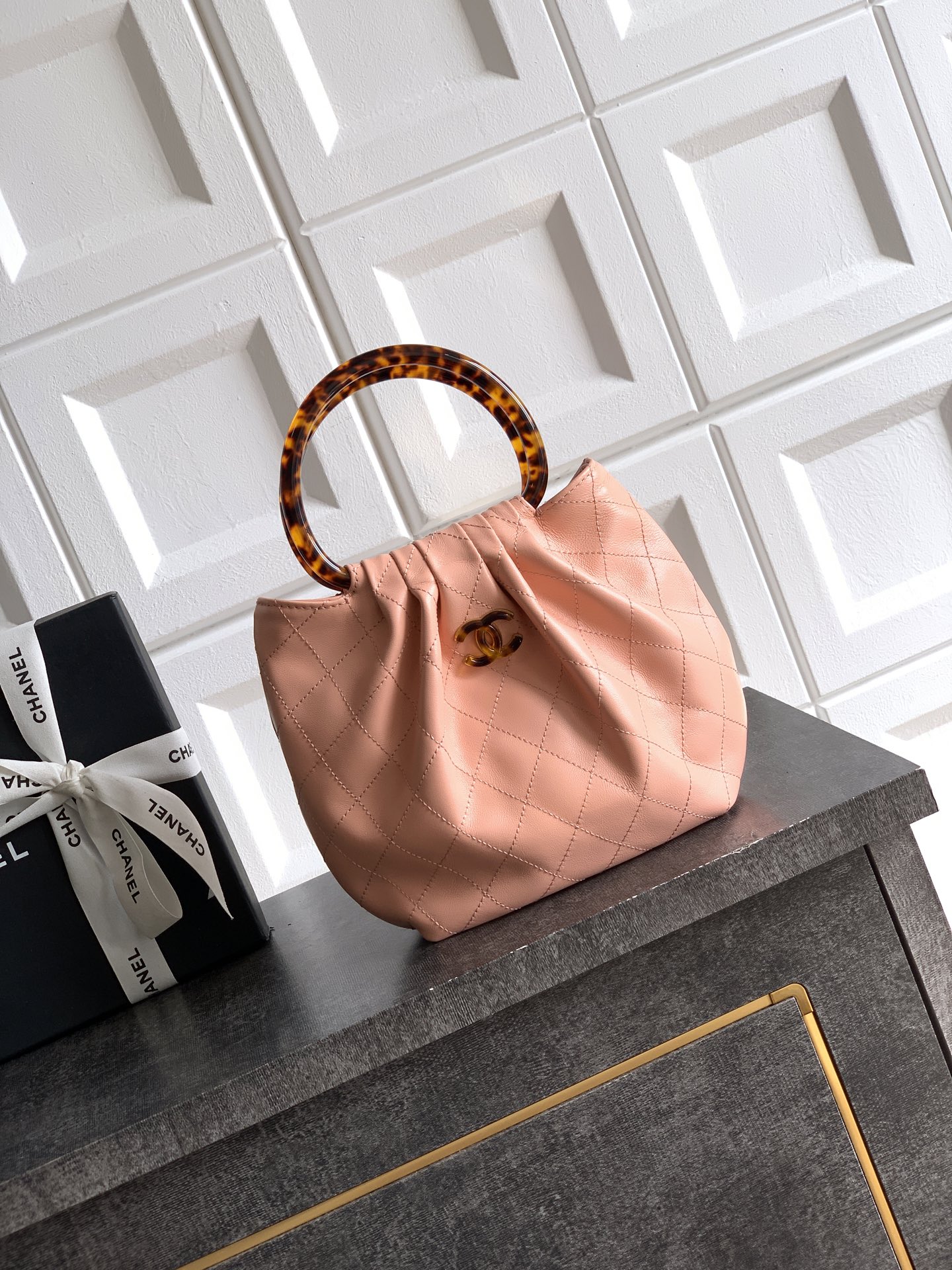 Chanel Tote Bag Sheepskin Brown 12cm-24cm-l