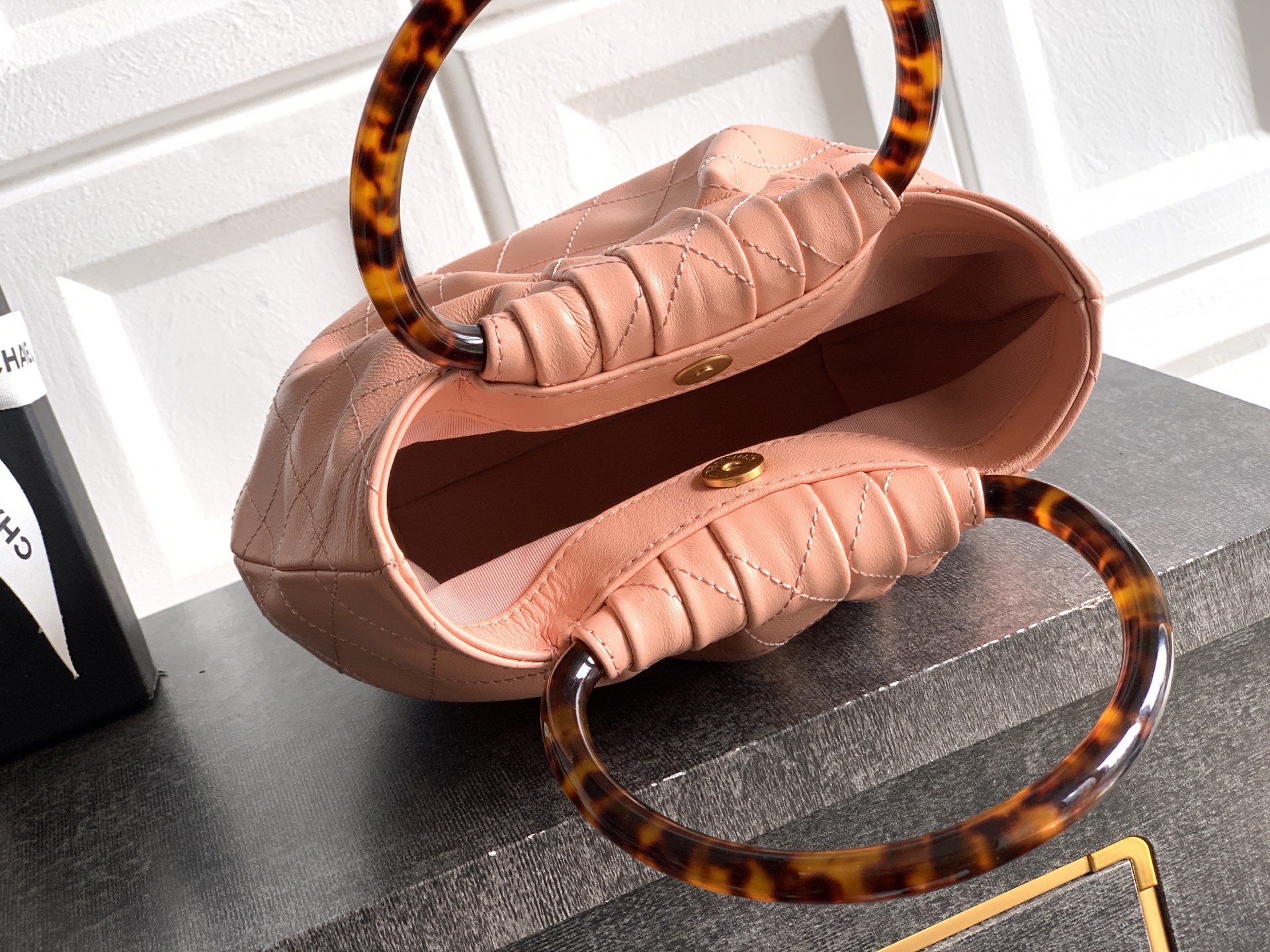 Chanel Tote Bag Sheepskin Brown 12cm-24cm-l