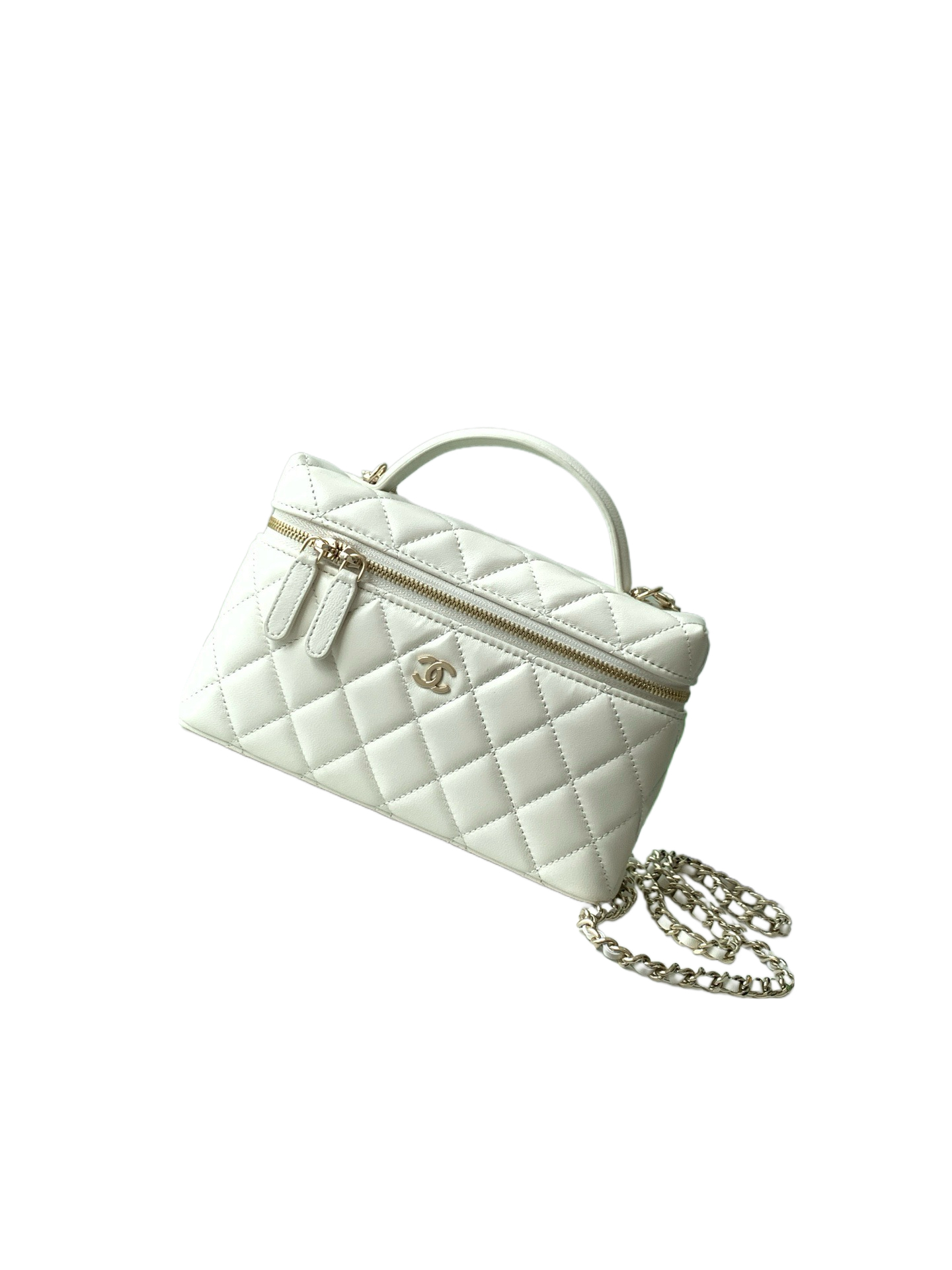 Chanel Basic Bag Cow Leather White M-l-s
