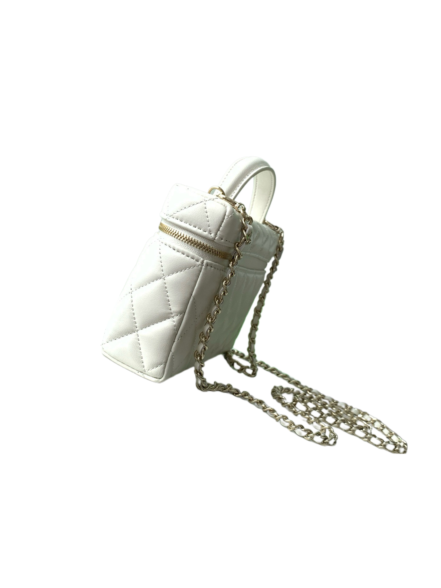 Chanel Basic Bag Cow Leather White M-l-s