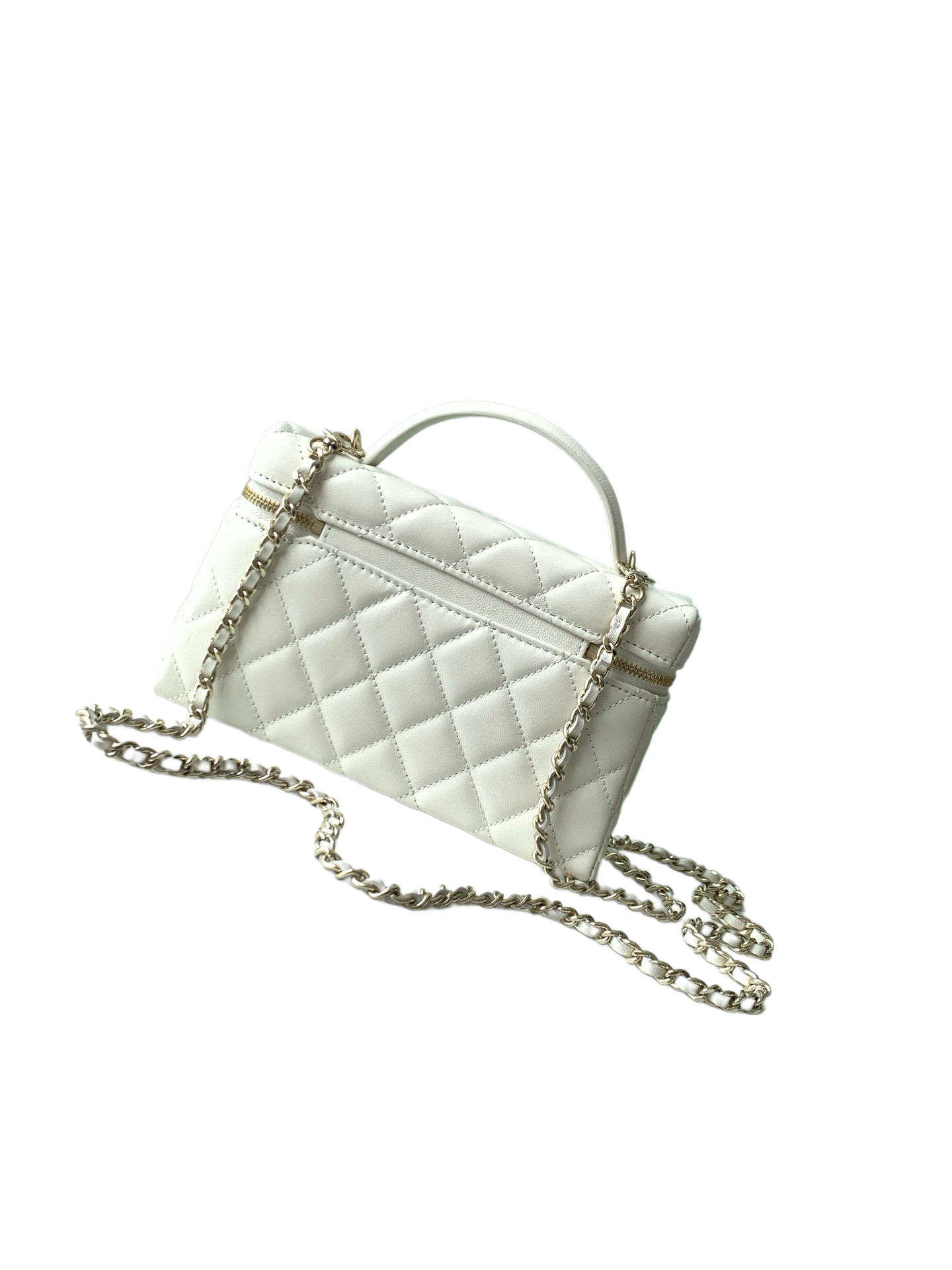 Chanel Basic Bag Cow Leather White M-l-s