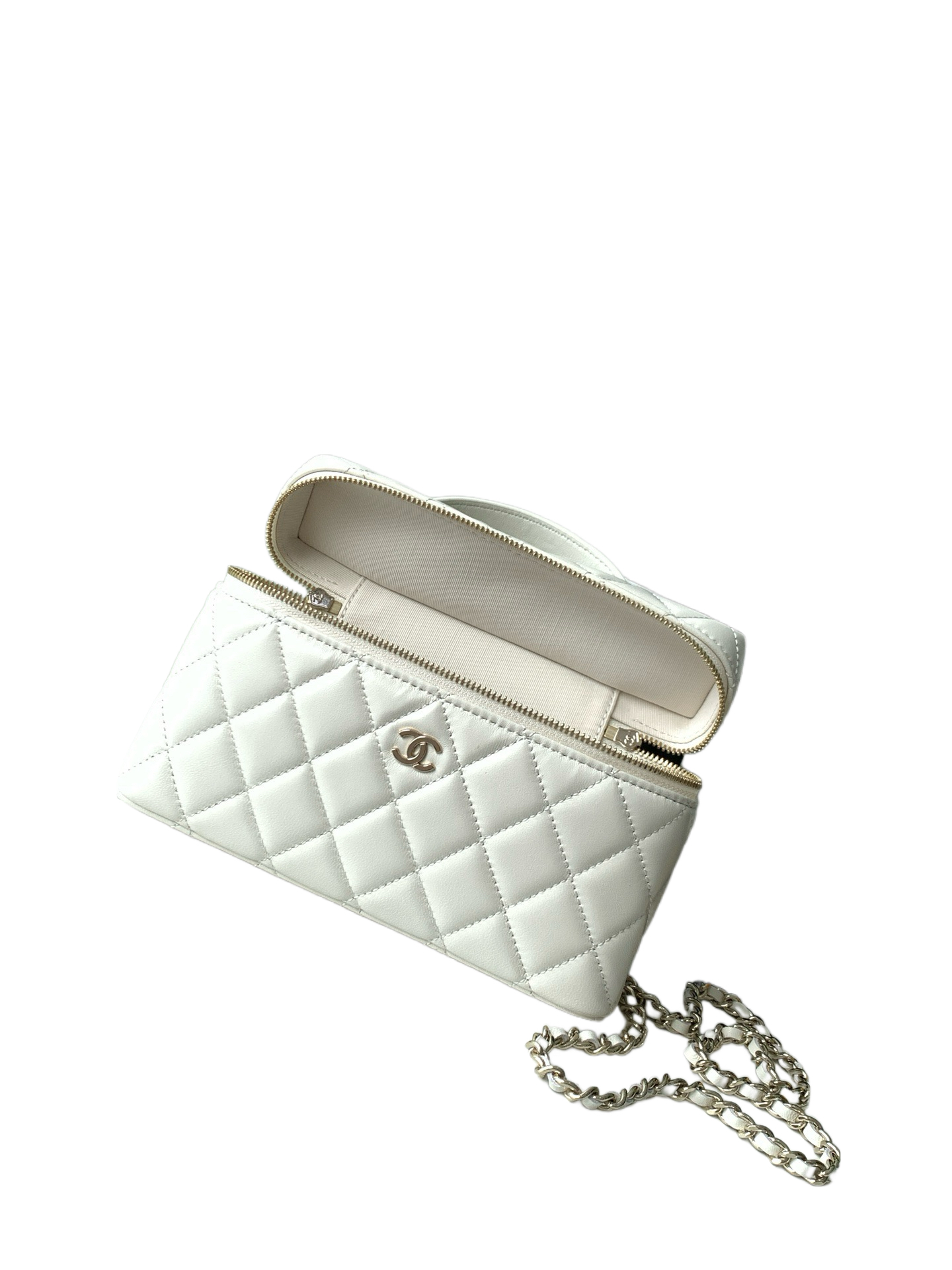 Chanel Basic Bag Cow Leather White M-l-s