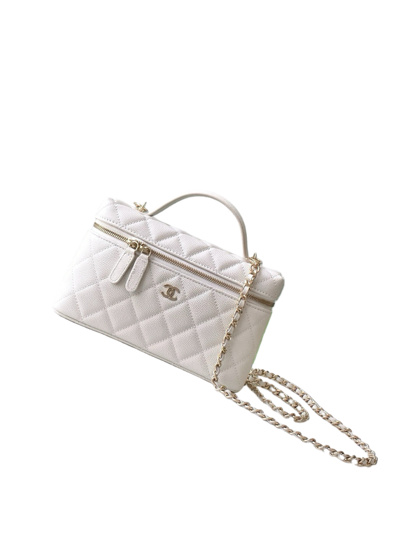 Chanel Basic Bag Cow Leather White M-l-s