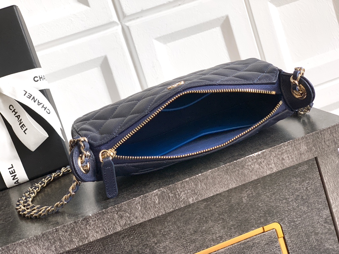 Chanel Basic Bag Cow Leather Blue M-l