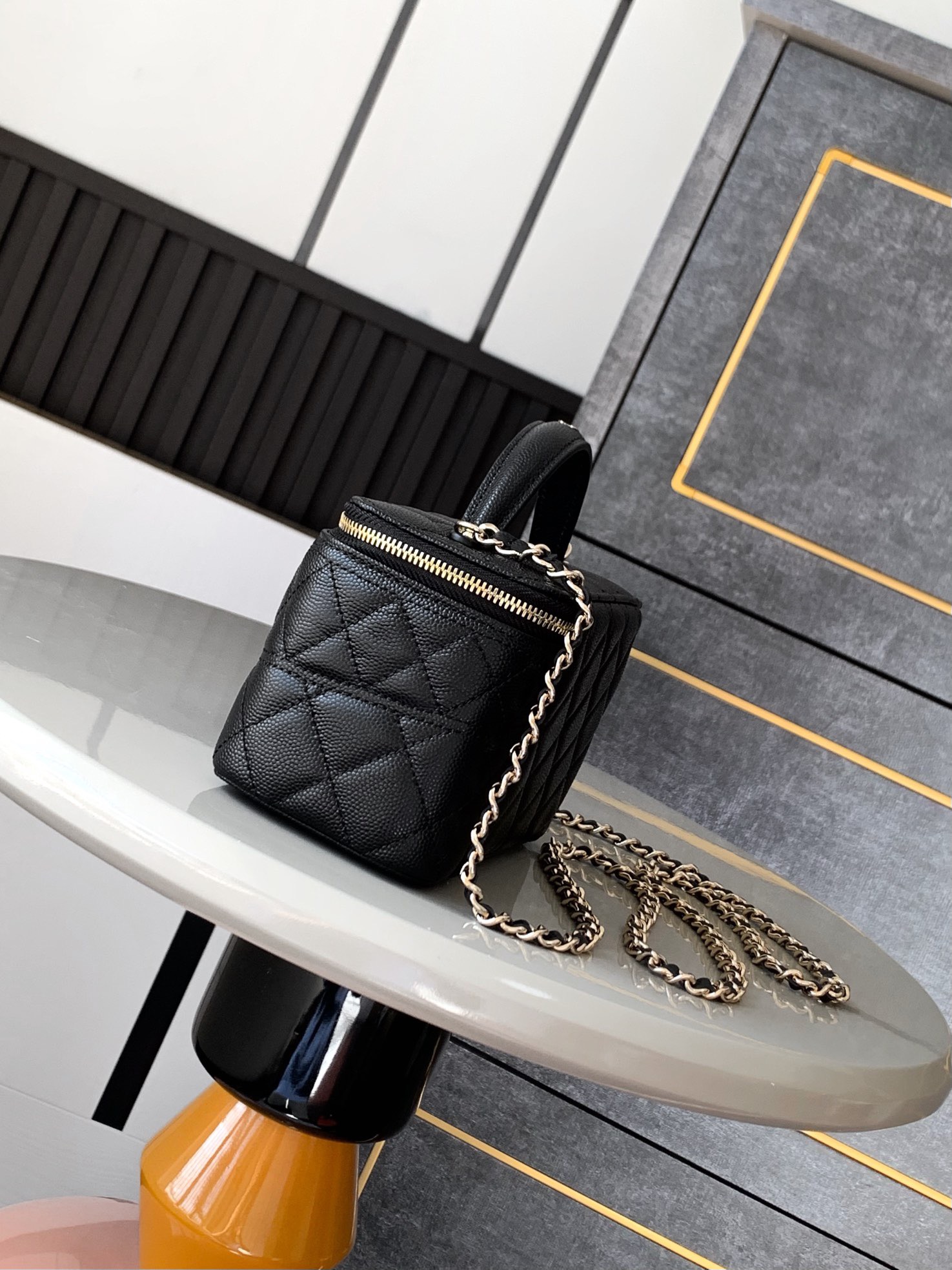 Chanel Basic Bag Cow Leather Black M-l