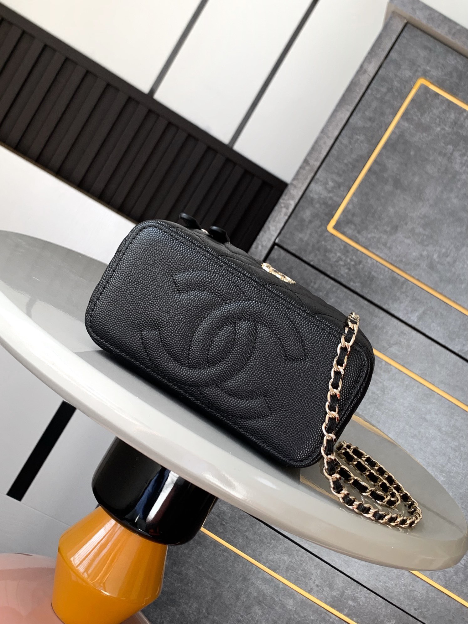 Chanel Basic Bag Cow Leather Black M-l