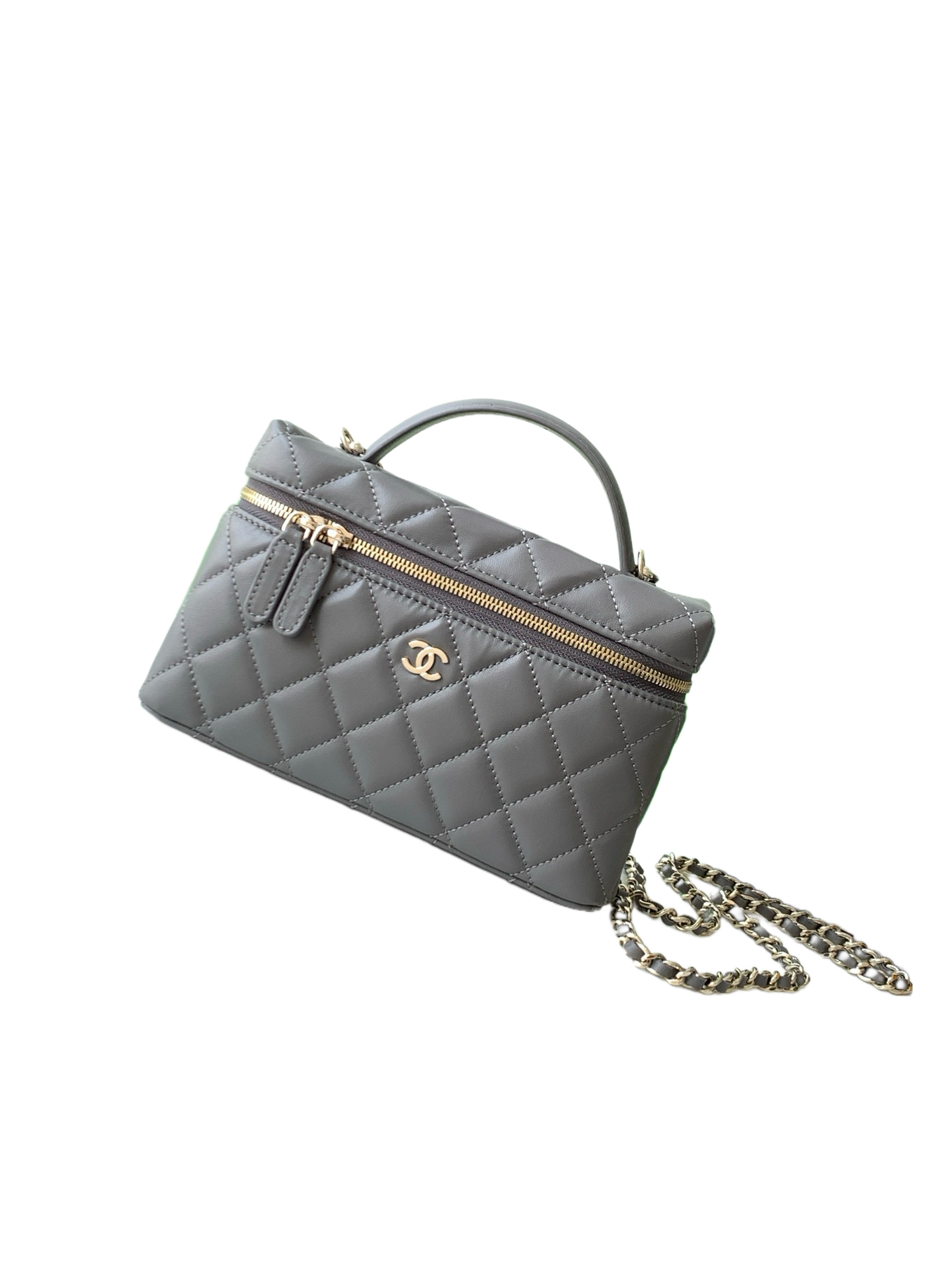 Chanel Basic Bag Cow Leather Gray M-l-s