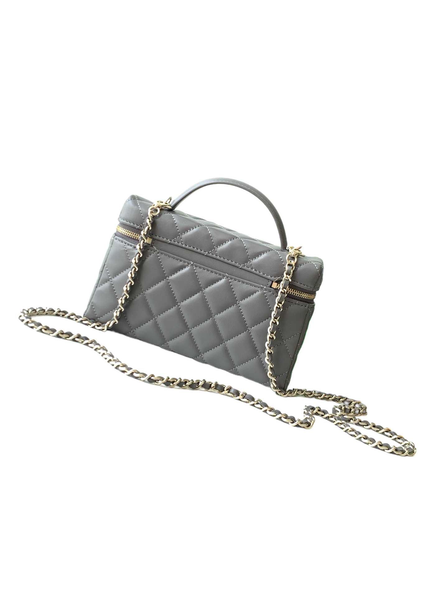 Chanel Basic Bag Cow Leather Gray M-l-s