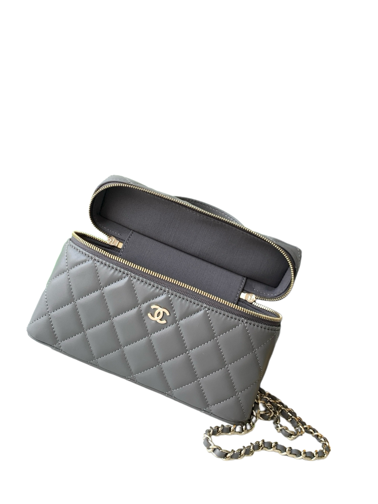 Chanel Basic Bag Cow Leather Gray M-l-s