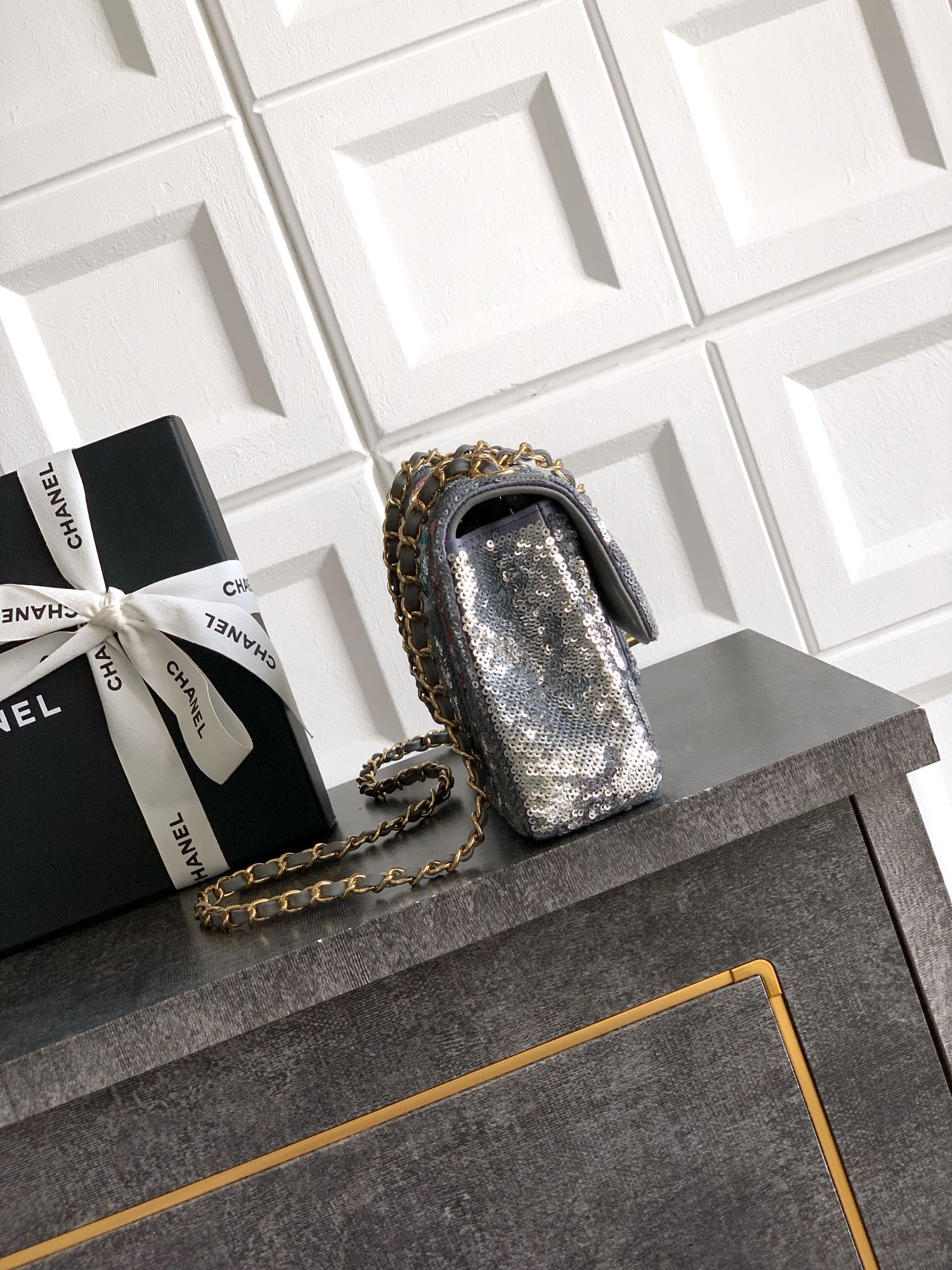 Ysl Clutch Bag Silver 20cm-l-s