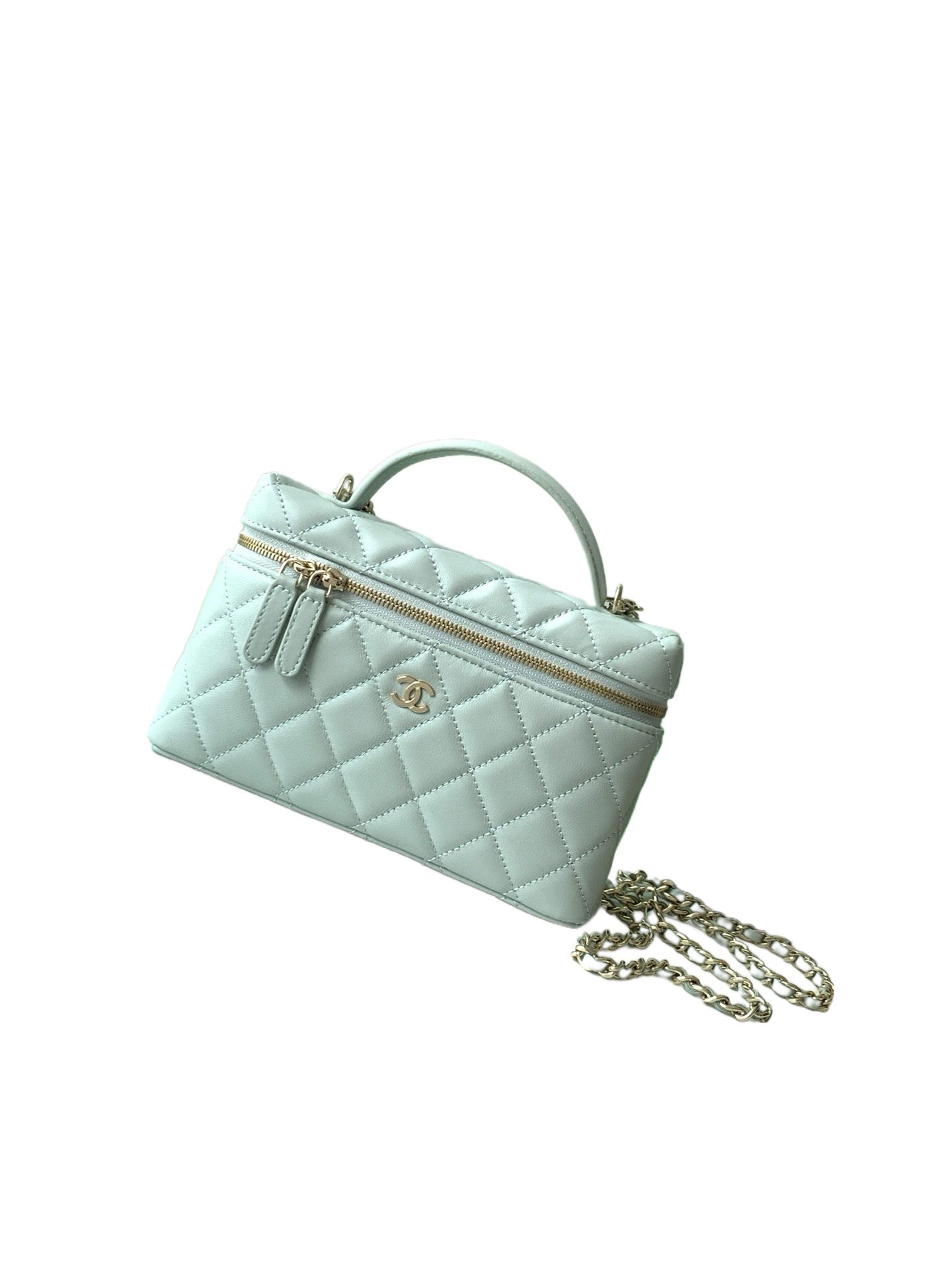 Chanel Basic Bag Cow Leather Blue M-l-s