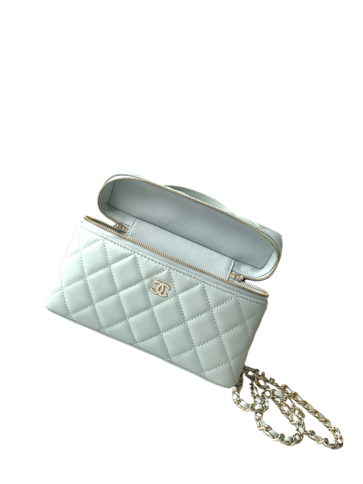 Chanel Basic Bag Cow Leather Blue M-l-s