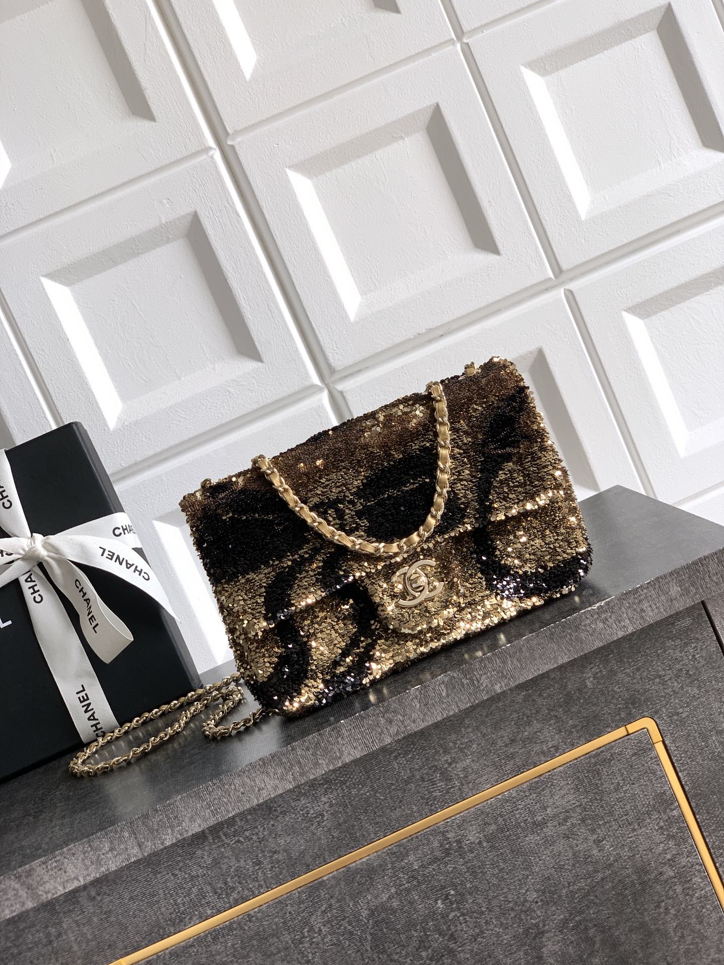 Chanel Clutch Bag Gold 20cm-l-s