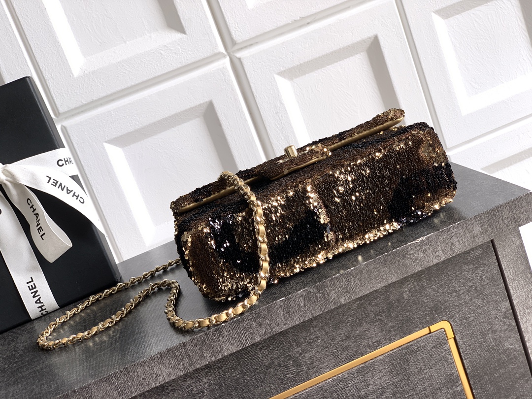 Chanel Clutch Bag Gold 20cm-l-s